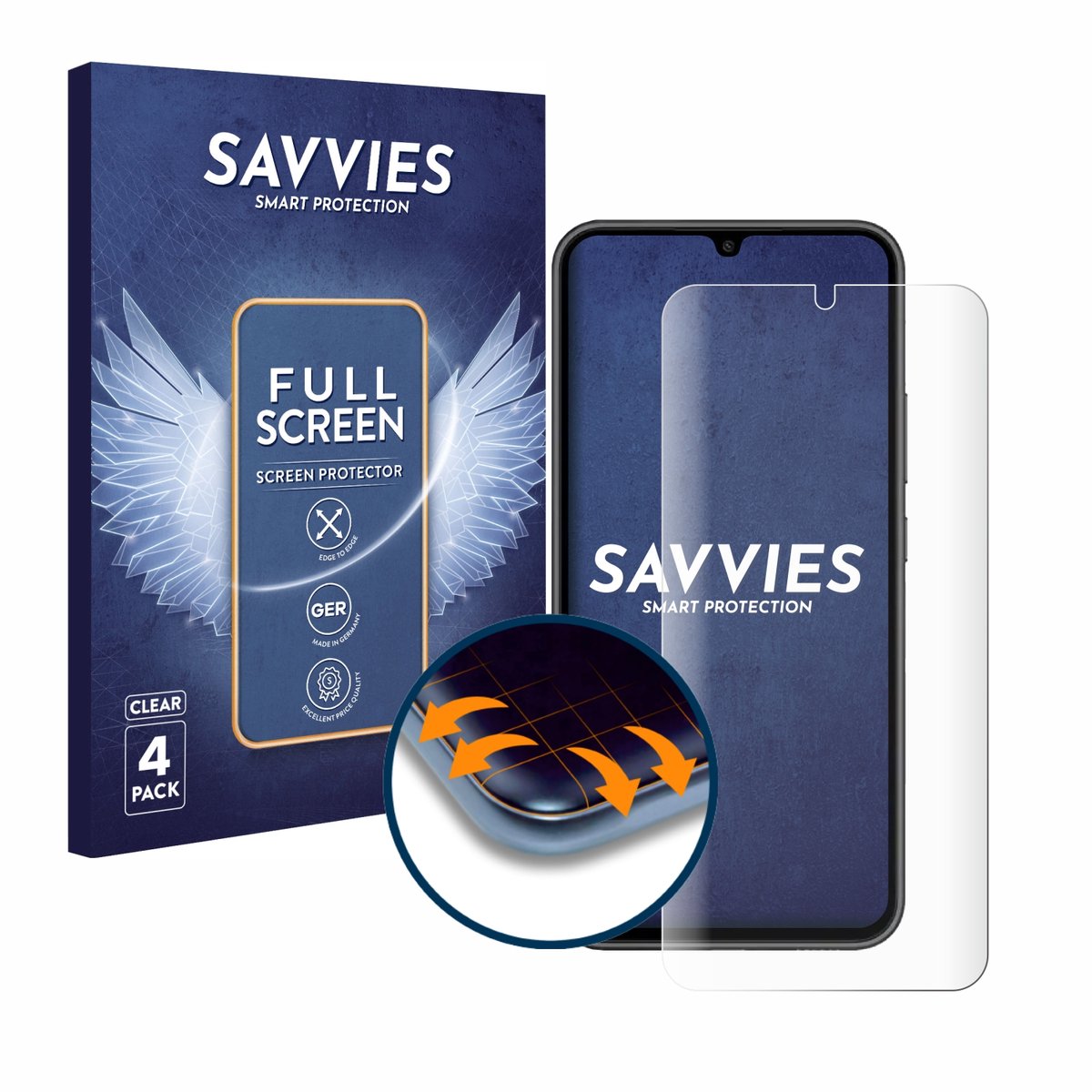 Savvies - Screenprotector voor Samsung Galaxy A34 5G - Folie Beschermfolie transparant volledig dekking 4 Stuks