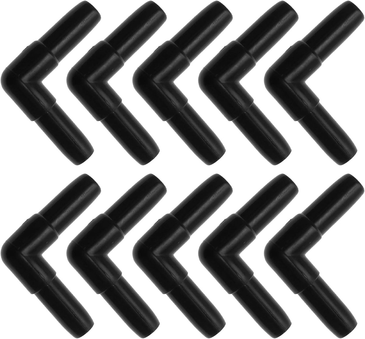 L-vormige 2-weg barb fitting van kunststof, 3/16 inch, zwart, set van 10, voor slangen en leidingen