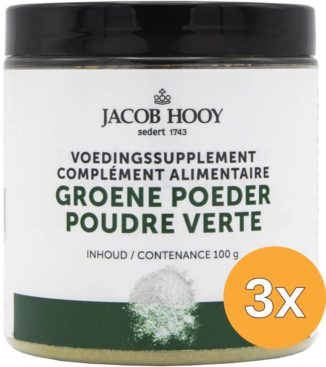 3x Jacob Hooy groene poeder pot (100 gr)