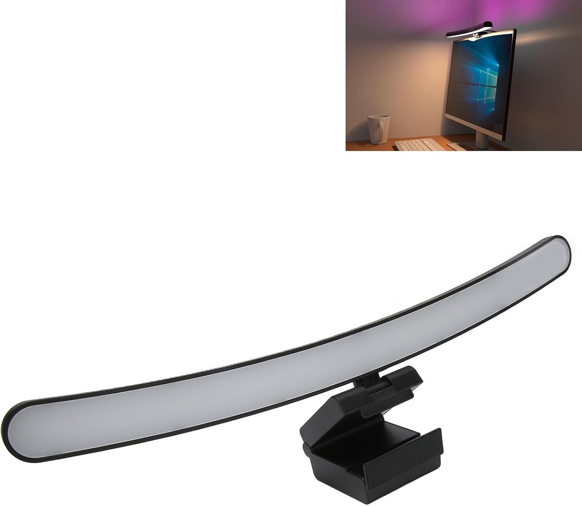 Monitorlichtbalk - Zwart - 40 cm - Dimbare Monitorlamp met Type C-interface - Voor Gebogen Schermen
