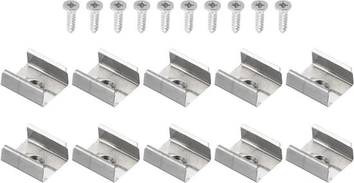 LED-stripclips - Montagebeugel - RVS - Bevestigingsclips - Neon RGB-licht - Kabellint - Geschikt voor 15mm-17mm - RVS-klemhouders met schroeven voor 100 stuks