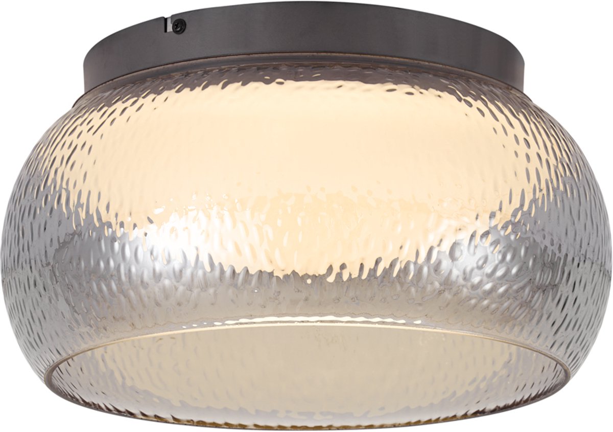 Qazqa led art deco plafondlamp, plafonniere - Thimble - gunmetal, dimbaar, 35cm, ideaal als home-office, kantoor, hal, slaapkamer en woonkamer lamp