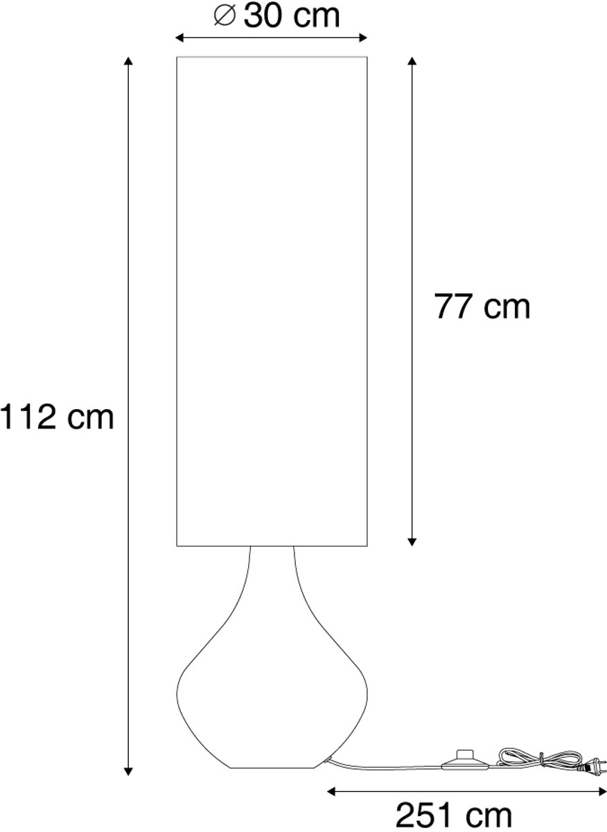 Qazqa retro vloerlamp - Mina - paars, max. 15W, geschikt voor led, 112cm, ideaal als woonkamer lamp