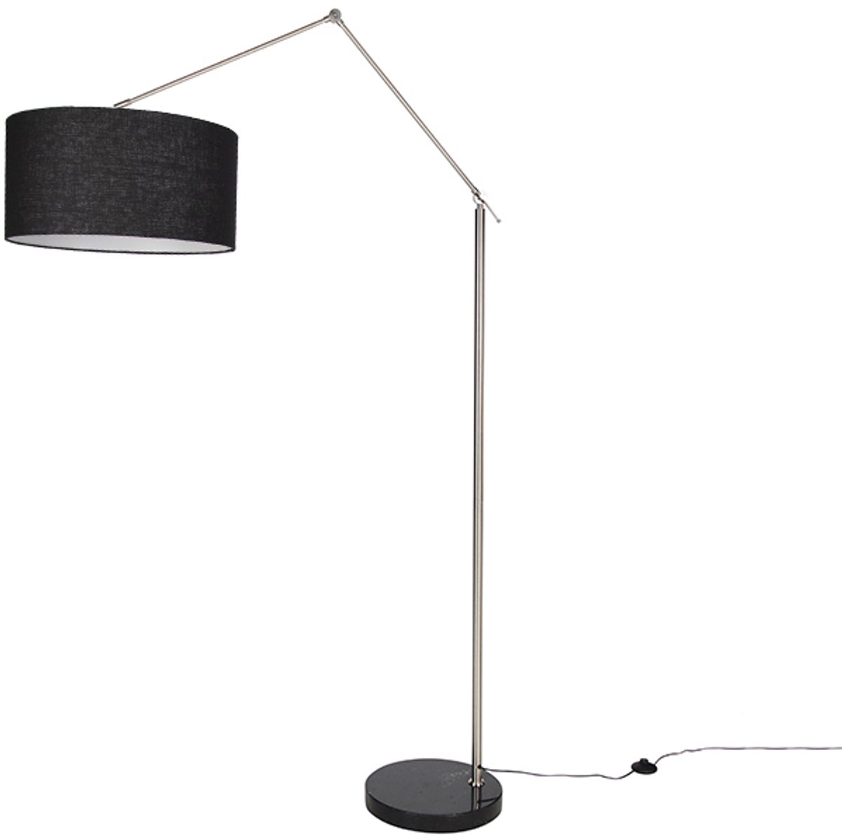 Qazqa moderne staande lamp met kap - Editor - zilver, rond, max. 15W, geschikt voor led, 195.8cm, ideaal als woonkamer lamp