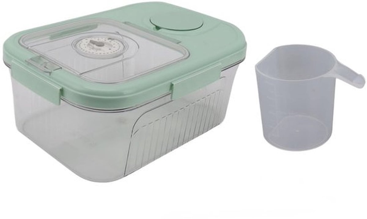 Rijstdispenser 10 kg - Voorradendoos - Container voor droge levensmiddelen - Luchtdicht - Handgreep - PET/PP materialen - Voedselcontainer