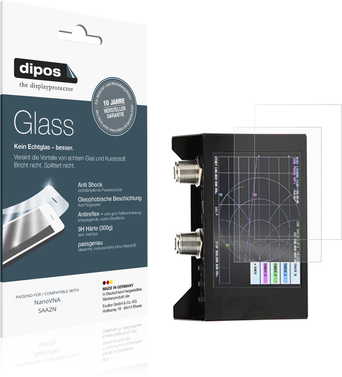 dipos – 2x Matte Pantserfolie geschikt voor NanoVNA SAA2N | 9H Screenprotector