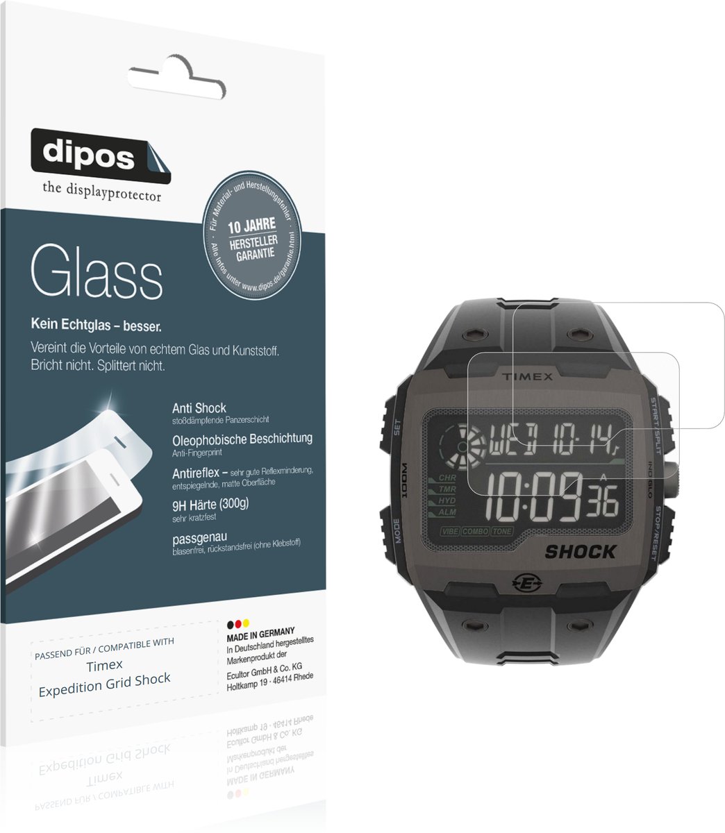 dipos – 2x Matte Pantserfolie geschikt voor Timex Expedition Grid Shock | 9H Screenprotector