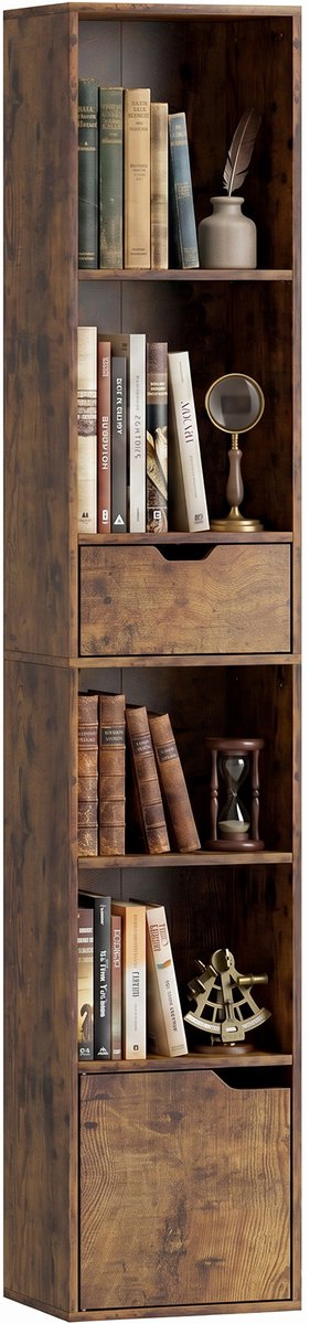 HOMCOM Bookshelf-Spanplatte-30L x 24B x 158H cm-Rustikal-Braun
