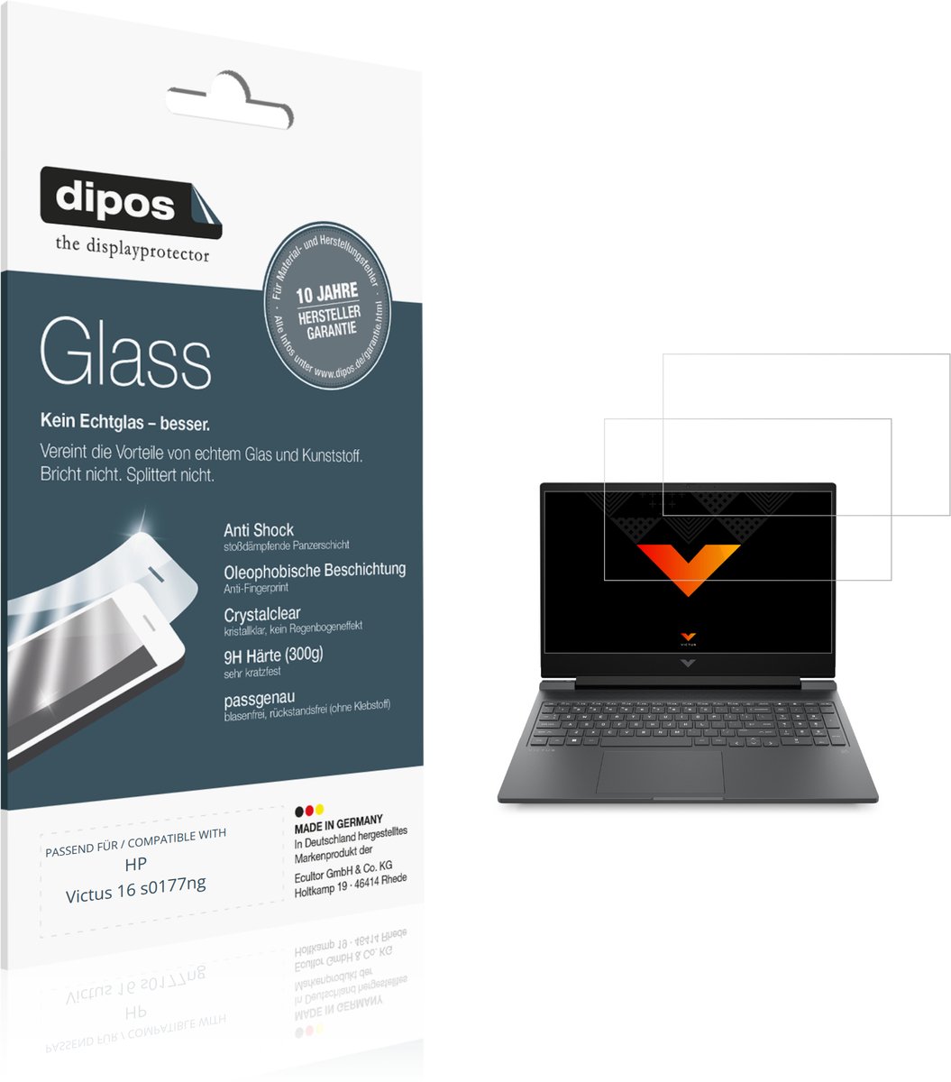 dipos – 2x Pantserfolie geschikt voor HP Victus 16 s0177ng | 9H Screenprotector