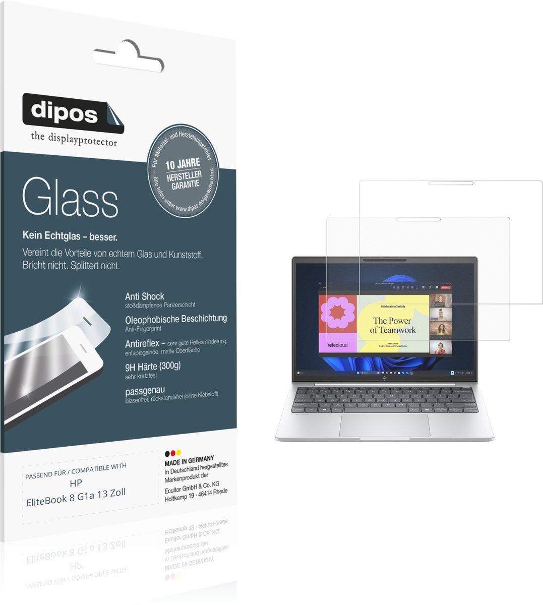 dipos – 2x Matte Pantserfolie geschikt voor HP EliteBook 8 G1a 13 Zoll | 9H Screenprotector