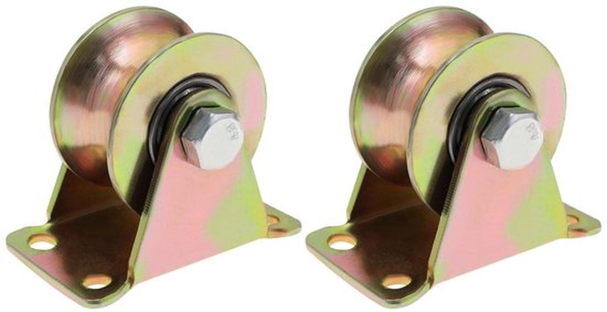 U-Groove Wiel 2 Stuks - Staal Schuifpoort Wiel - Zware Stijve Caster - Goud - Laadcapaciteit 270KG - Ideaal voor Schuifhekken en Poorten