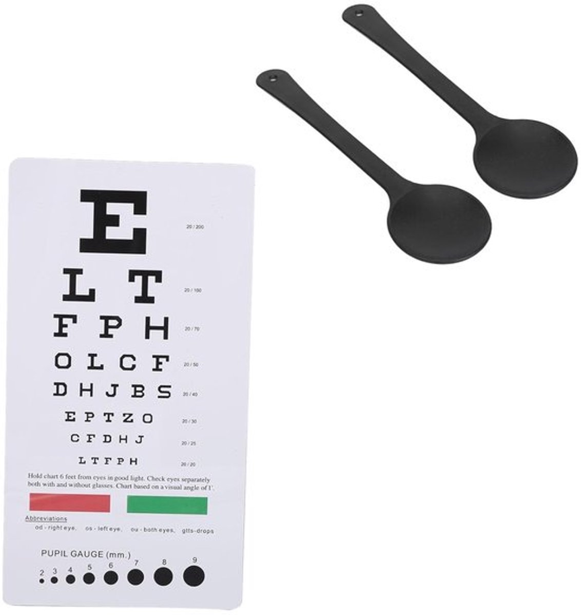 Dubbelzijdige Oogkaart - Kleurzichttest - 2 Stuks Oogoccluder Inbegrepen - Optometrisch Onderzoek op Afstand van 6 Inch - Ideaal voor Optometristen en Oogartsen Studenten