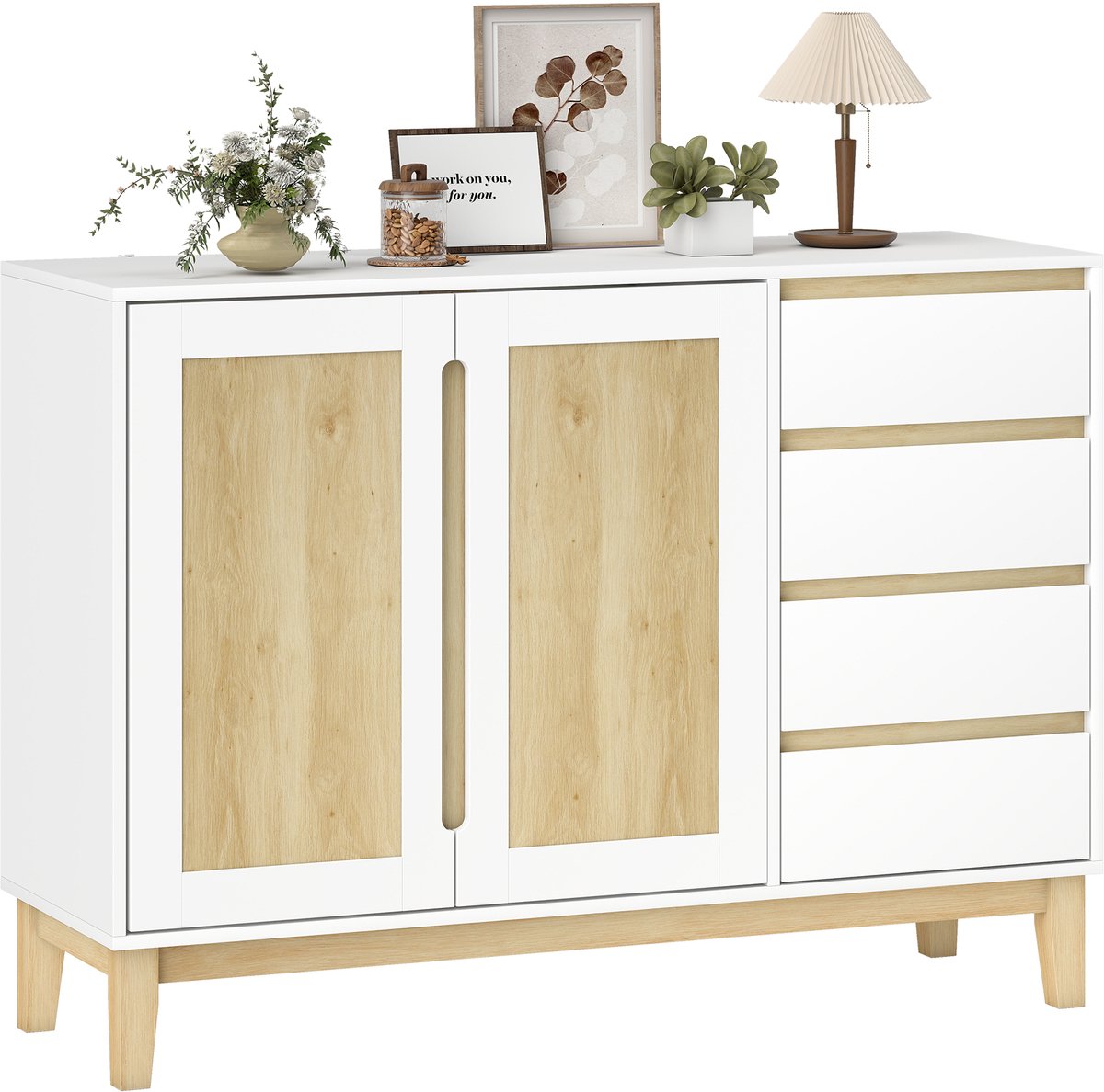 HOMCOM Dressoir - MDF, spaanplaat - 120x40x86cm - Wit