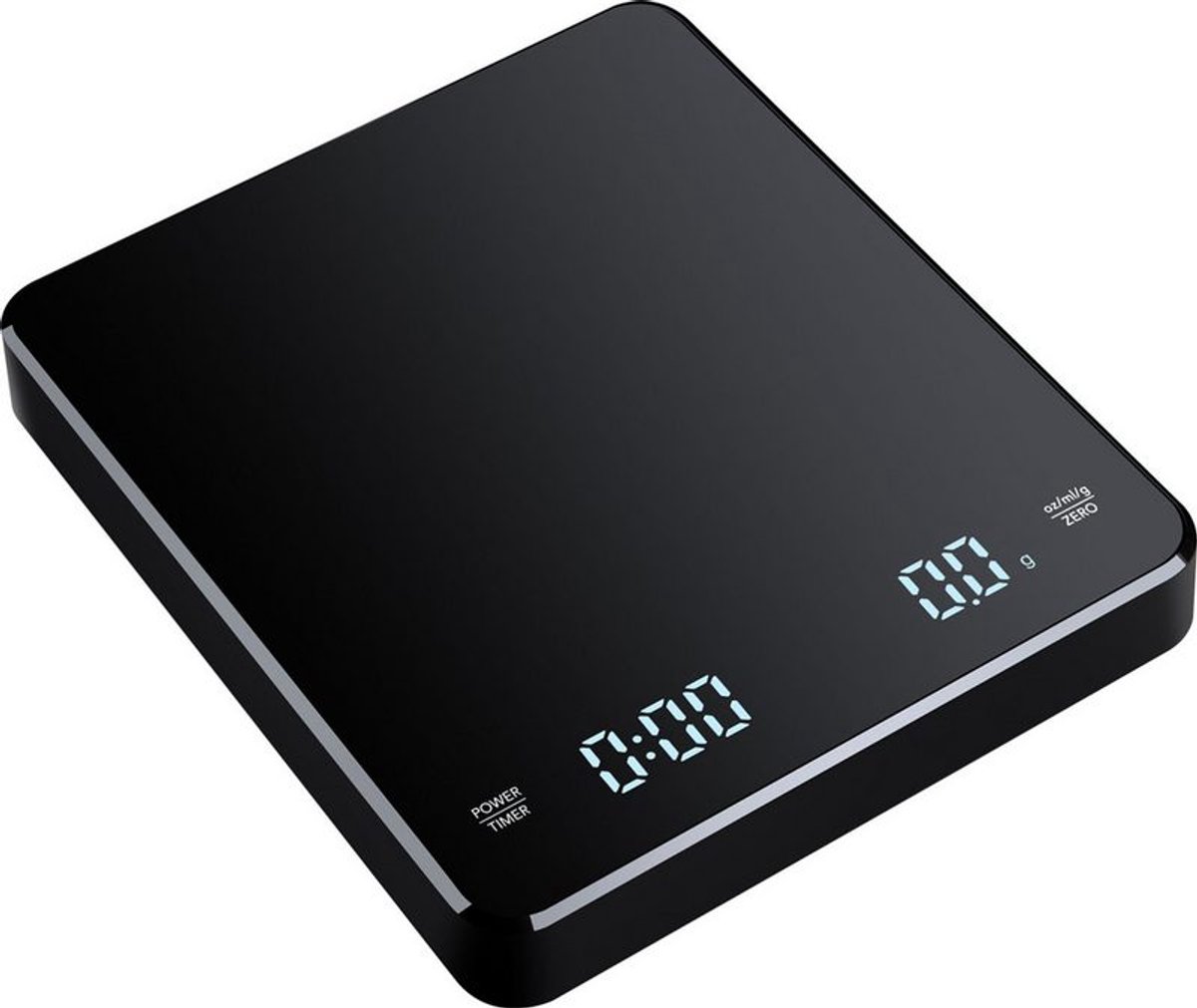 Keukenweegschaal 3 kg/0,1 g, koffieweegschaal met timer en led-display, espressoweegschaal (ounces/ml/g)