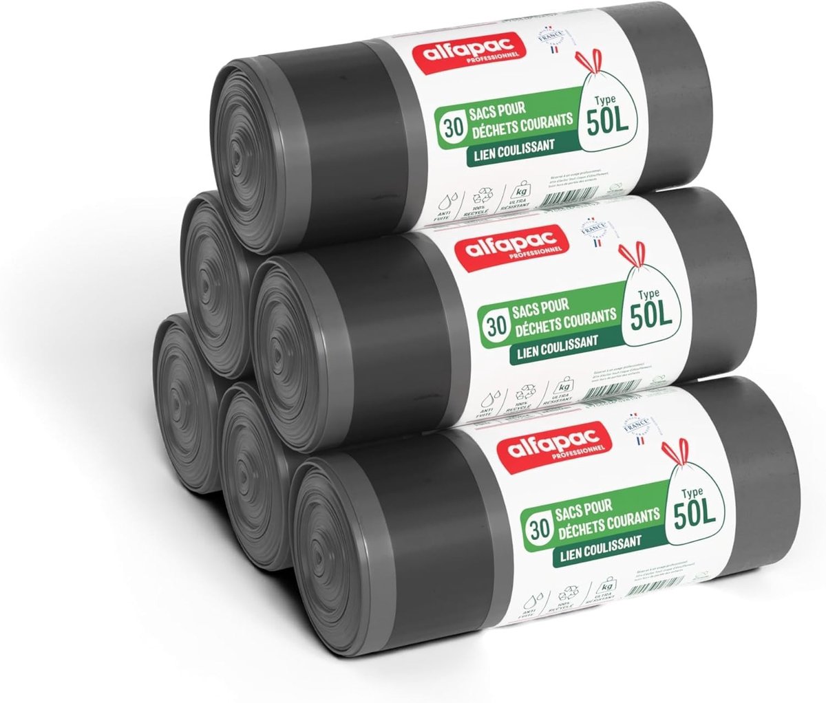 Solidchoice - Professionele Vuilniszakken 50L, 390 Stuks met Tape