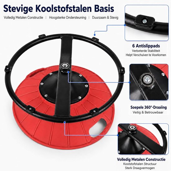 Sensory Swivel Stoel voor Autisme - 360° Draaiende Stoel voor ADHD Kinderen 3-8 Jaar, Veiligheidsbeugels en Antislip Basis, Verlichting van Bewegingsziekte Binnen en Buiten (Rood) — afbeelding 5