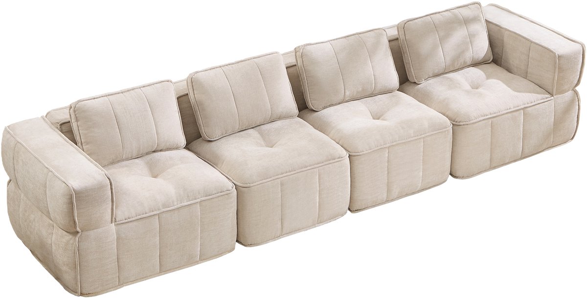 Zitbank - Modulair Cloud Sofa - Zonder Montage - Voor Woonkamer En Lounge - Polyester - Beige