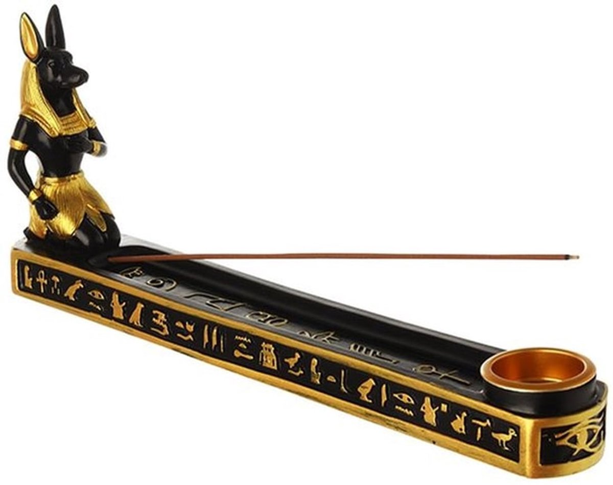Wierookbrander met hondengod sculptuur - Decoratieve schaal - Woondecoratie - Meditatie - Yoga - Compact formaat - Decoratie