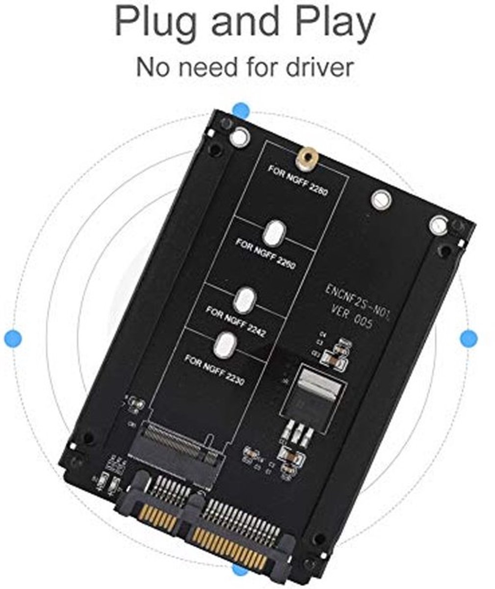 Hoogwaardige 22pin M.2 NGFF naar SATA Adapter, Plug and Play M.2 naar SATA M Key Adapter Kaart voor WinXP/Vista/Win7/Win8/voor Linux