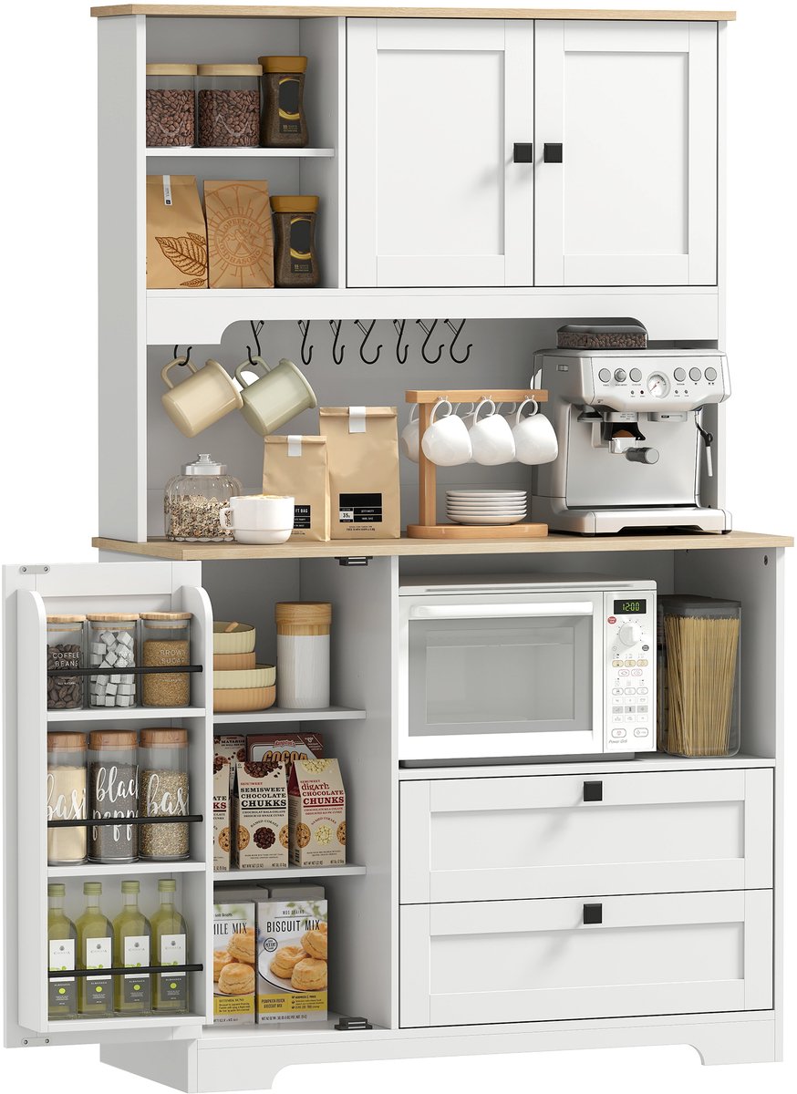HOMCOM Keukenvoorraadkast - Spaanplaat - 100 x 40 x 162 cm - Wit
