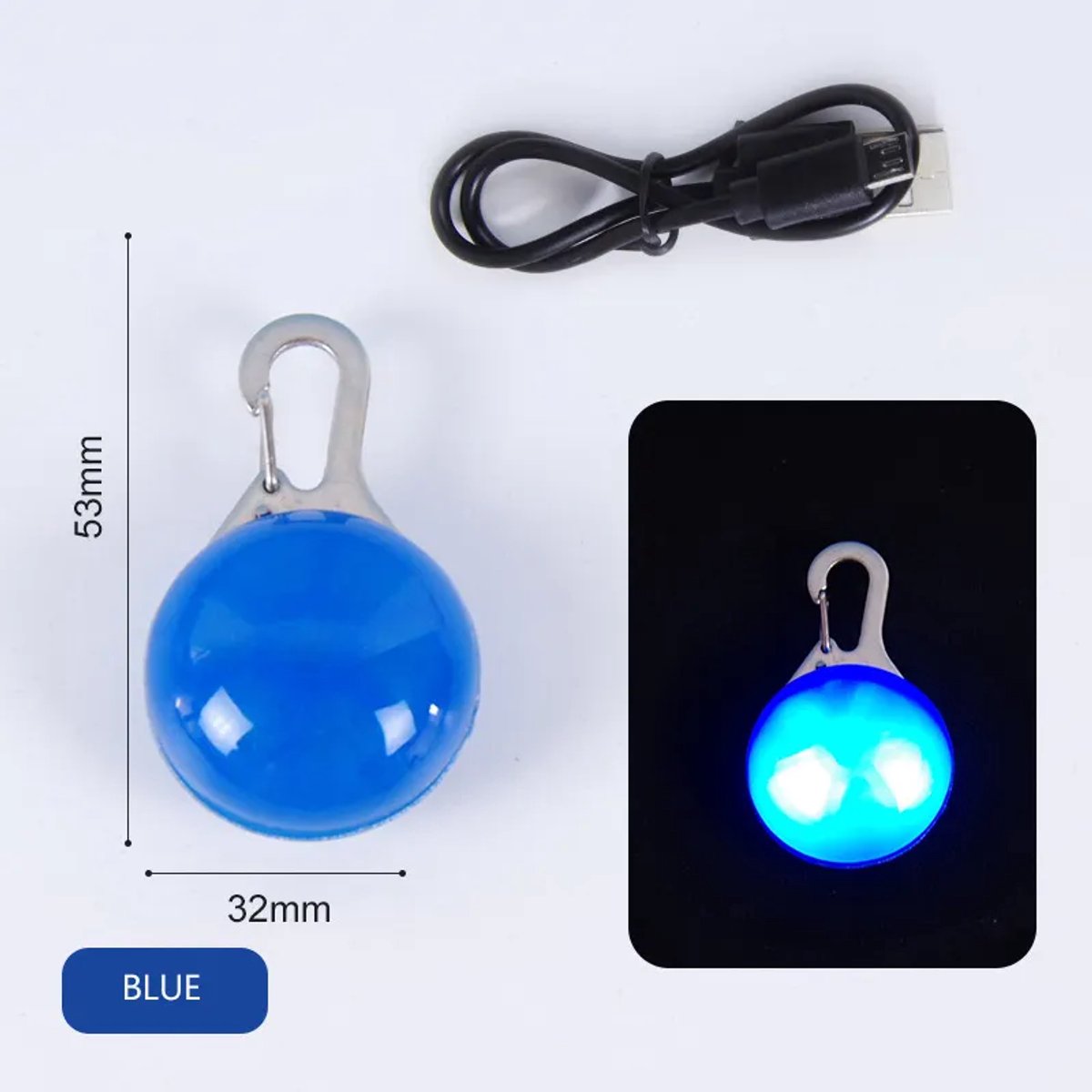 JN® Oplaadbare hondenverlichting - Kleur Blauw - Hond - Hondenlamp - Oplaadbaar - USB oplaadbare hondenlamp – Hondenlicht - Hond uitlaten – Verlichting hond - Oplaadbare verlichting