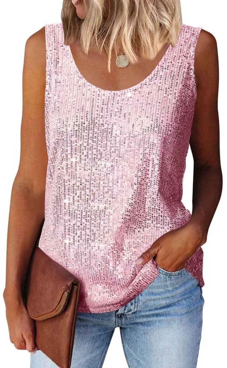 Top Sprankelend Pailletten - Mouwloos - Zachte Voering - Comfortabele Pasvorm - Perfect voor Feest - Geschikt voor Avondje Uit - Tanktop