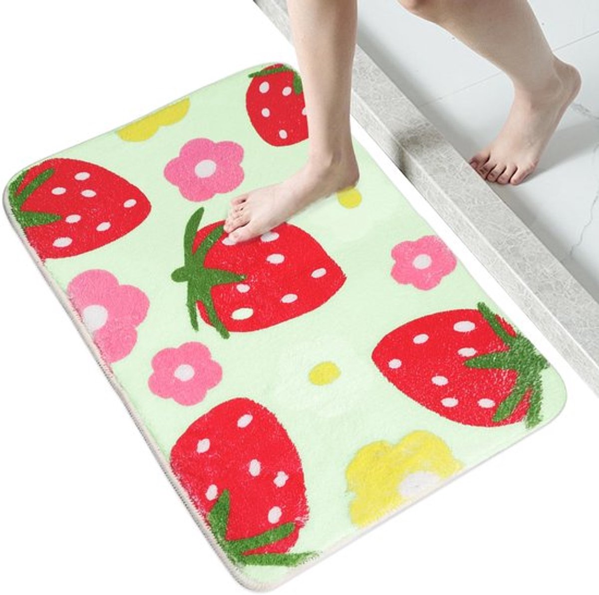 Badmat Antislip - Roze Microvezel - Wasbaar - Aardbei Bevlokt - 40 x 60 cm - Zacht en Comfortabel - Vloermat