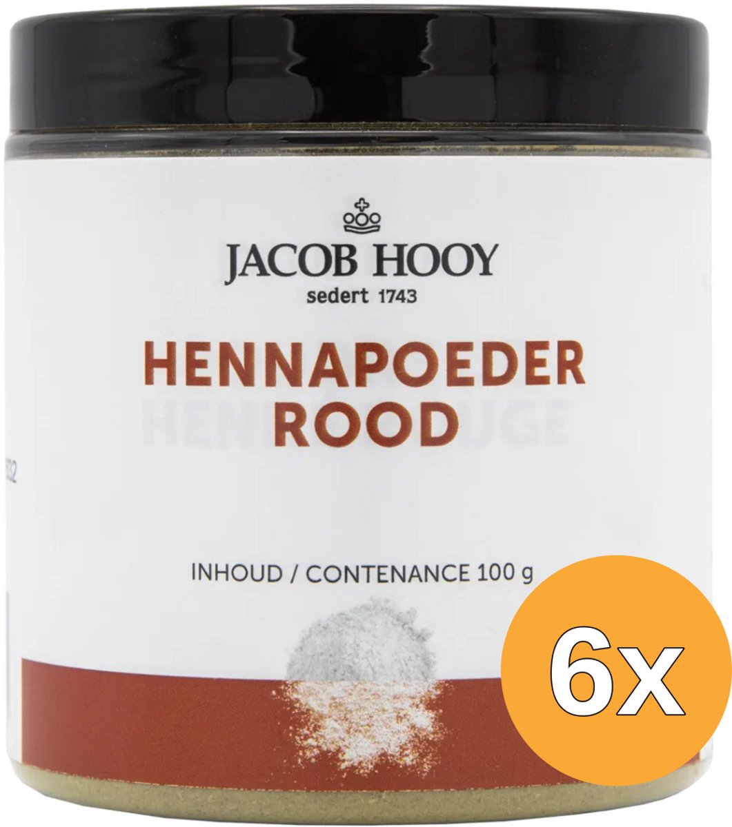 6x Jacob Hooy Hennapoeder Rood Potje (100 gr)