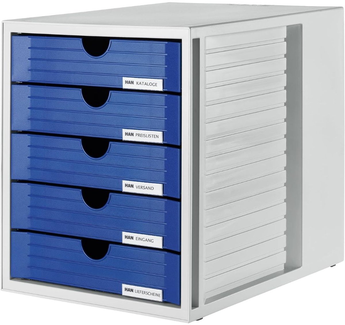 LNMsolutions® Ladeblok - Ladekast - Organizer Ladesysteem - Lichtgrijs/Blauw - 33cm x 28cm x 32cm