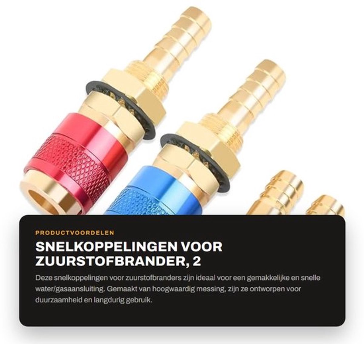 Snelkoppeling 2 Stuks - Gasaansluitingsset - 8 mm Lasadapter - Hoogwaardig Messing - Duurzaam en Slijtvast - Gasaansluiting