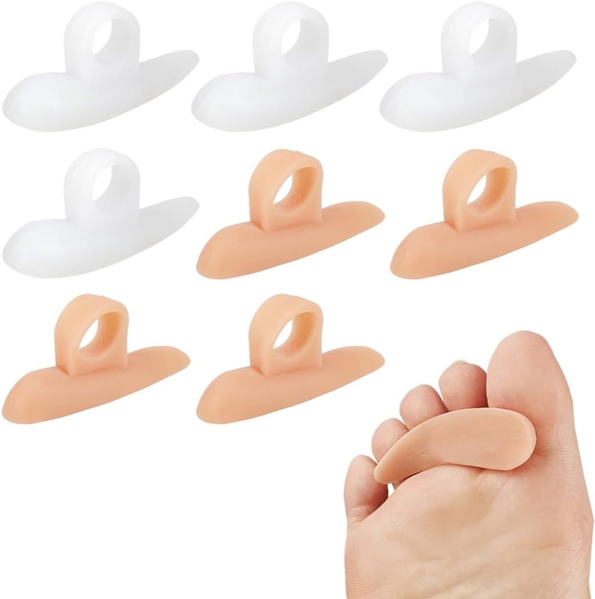 Siliconen Teenkappen voor Hammer Toe Correctie - 4 Paar, Wasbaar en Herbruikbaar, Vermindert Pijn en Wrijving