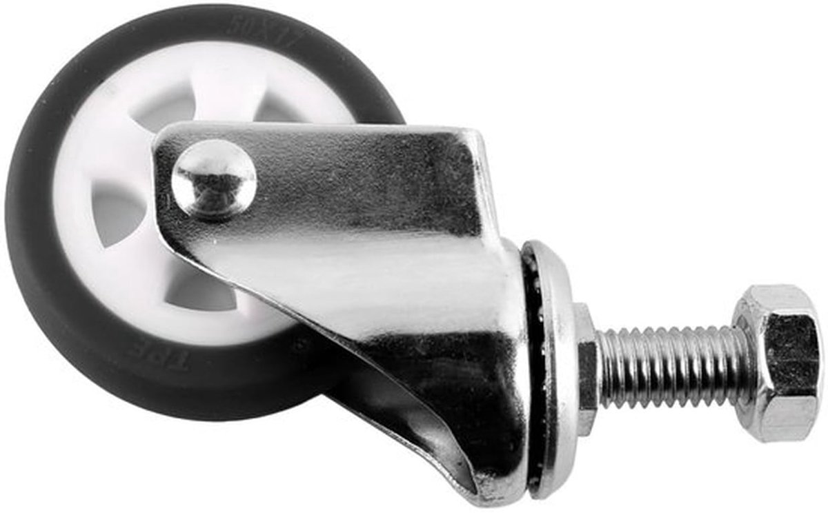 Meubelwiel 50mm - Zwenkwiel set van 4 - Antislipwiel met rem - Stil en schokbestendig - Geschikt voor binnen/buiten - 360 graden rotatie