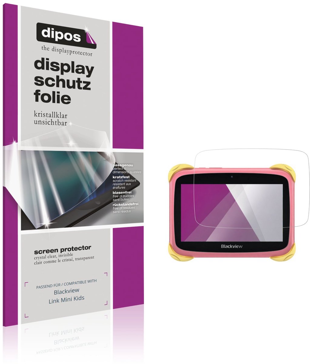 dipos – 2x Beschermfolie geschikt voor Blackview Link Mini Kids | Krasbestendige & heldere Screenprotector Ultra-Thin