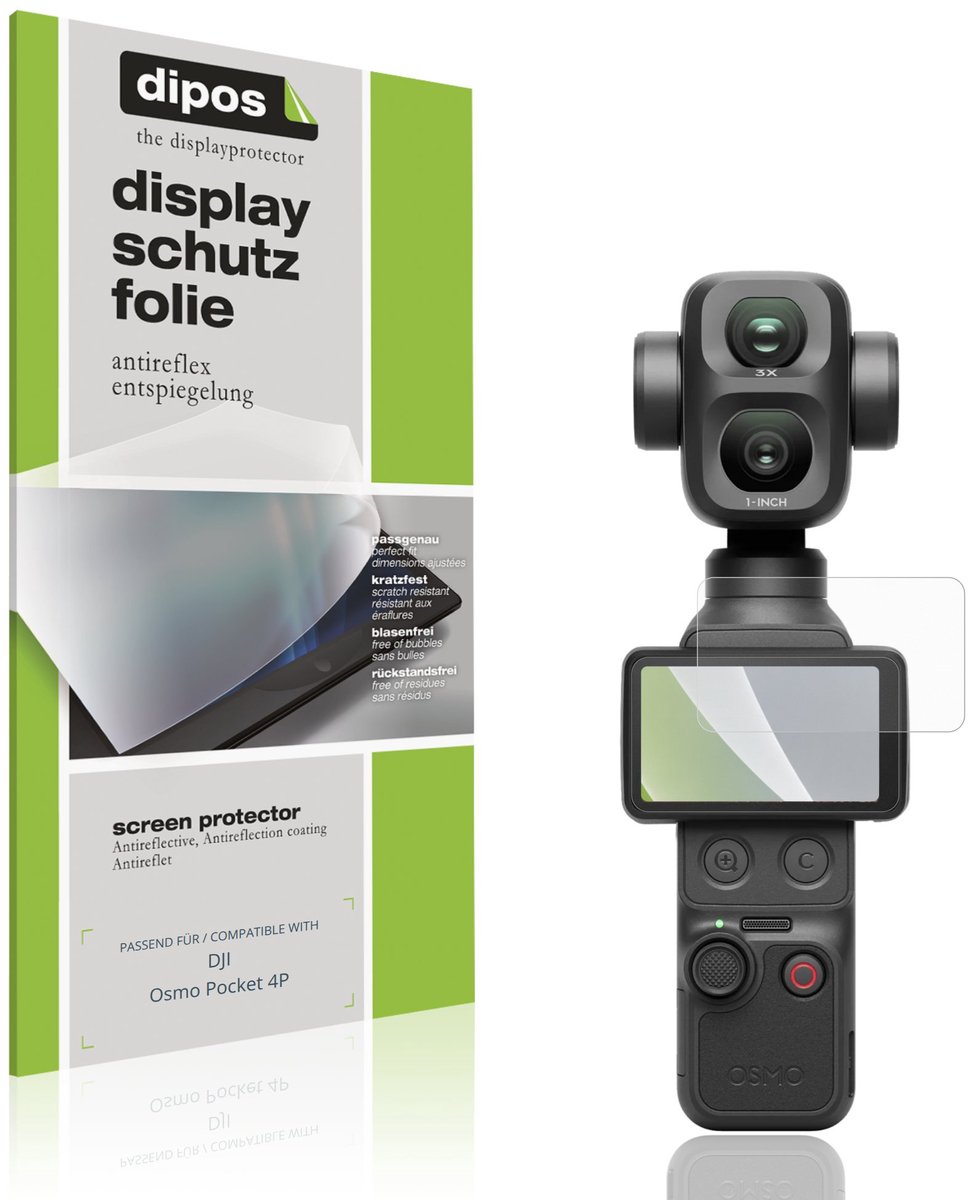 dipos – 4x Matte Beschermfolie geschikt voor DJI Osmo Pocket 4P | Krasbestendige & antireflecterende Screenprotector Ultra-Thin