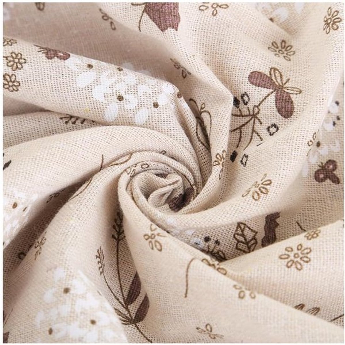 Linnen stof van 5 meter, 150 cm breed, beige met bloemenpatroon voor naaien en decoratie, ideaal voor tafelkleden, kussens en tassen