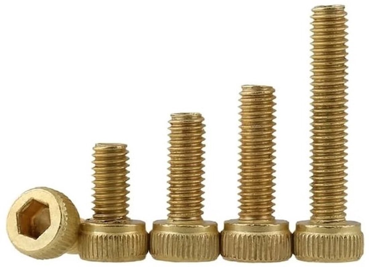 Messing schroeven - Zeskant machineschroeven - 30 stuks - M2x10mm - Ideaal voor mechanische verbindingen - Perfect voor hobbyisten en pro...