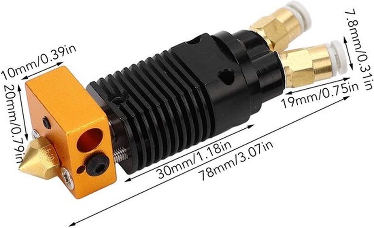 Extruderkop Geassembleerd - Aluminium Legering - Dubbele Versnelling - 3D-Printer - Voor CR 10/Ender 3 - Mondstukdiameter 0,4 mm - 3D-printerkop