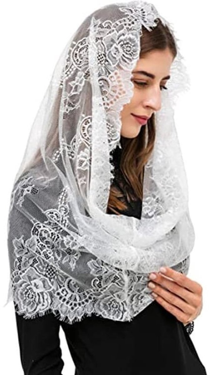 Bruidssluier 150 cm - Kanten Sluier - Hoofddeksel - Sjaal - Moslim Hoofddoek - Duurzaam Materiaal