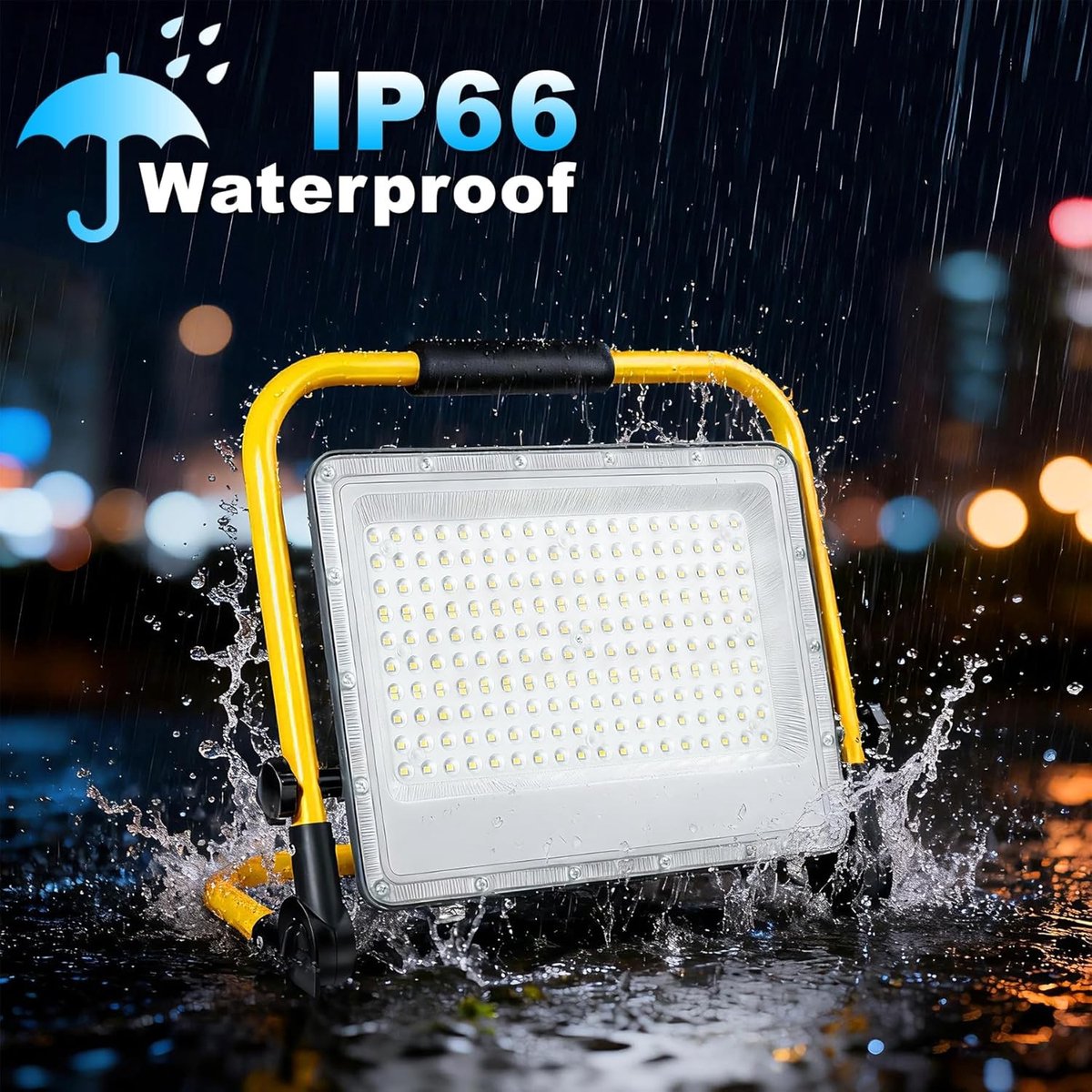 LED Bouwlamp - Koel Wit - 200W - Waterdicht en Energiezuinig - Voor Bouwplaatsen en Werkplaatsen