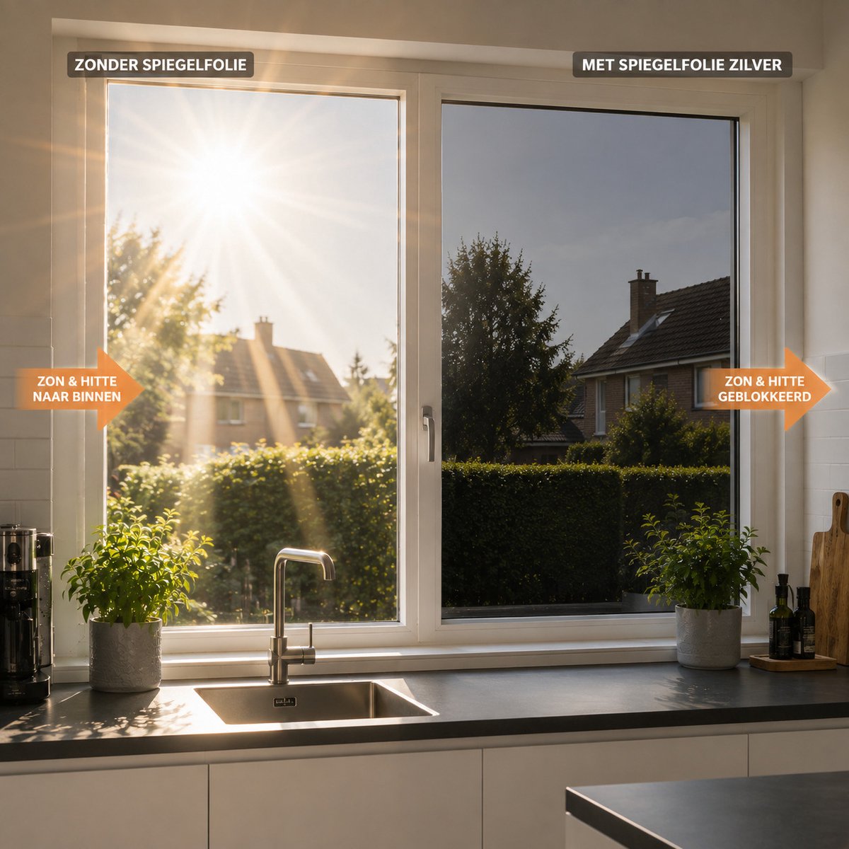 Muursticker4sale.nl Zonwerende Raamfolie Zilver – Zelfklevend – Tegen Hitte & Inkijk – Spiegelfolie – Geschikt voor HR++ Glas - 60 x 300 cm Geen kleur