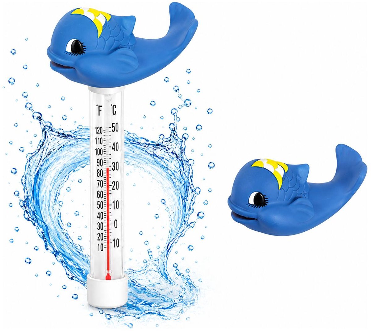 Bellatio Design Zwembad thermometer Funny - Vis - drijvend - badthermometer - kunststof - 25 cm