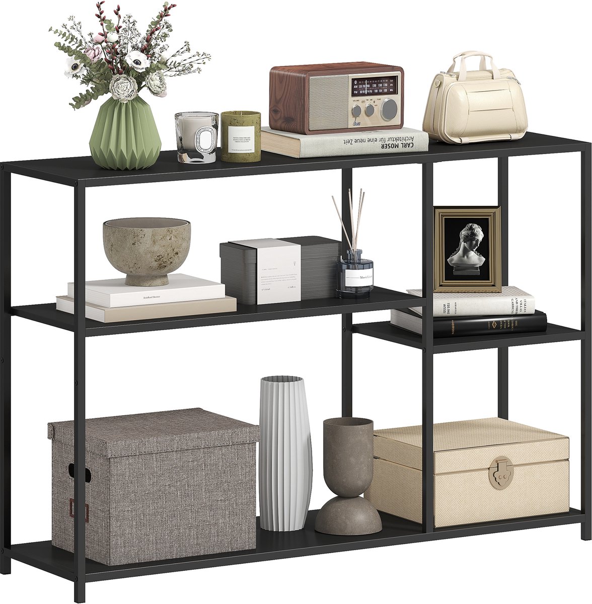 HOMCOM Consoletafel - Staal - 110x30x75cm - Zwart