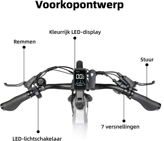 27,5 inch Elektrische Fiets - Full Suspension Elektrische Mountainbike -Softtail Frame - 120 km Actieradius - 720Wh Grote Accu(48V 15Ah) - 70Nm Krachtig Koppel - Hydraulische Schijfremmen - Shimano 7 Versnellingen - Elektrische Stadsfiets - Wit — afbeelding 5