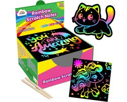 Namajunas - Regenboog kras papier - 150 vellen - Met 2 stokjes - Makkelijk schoon te maken - Vrij van giftige stoffen - Tekengerei voor kinderen - Prijzen voor in de klas - Knutsel materiaal voor kinderen - De verbeelding van kinderen stimuleren