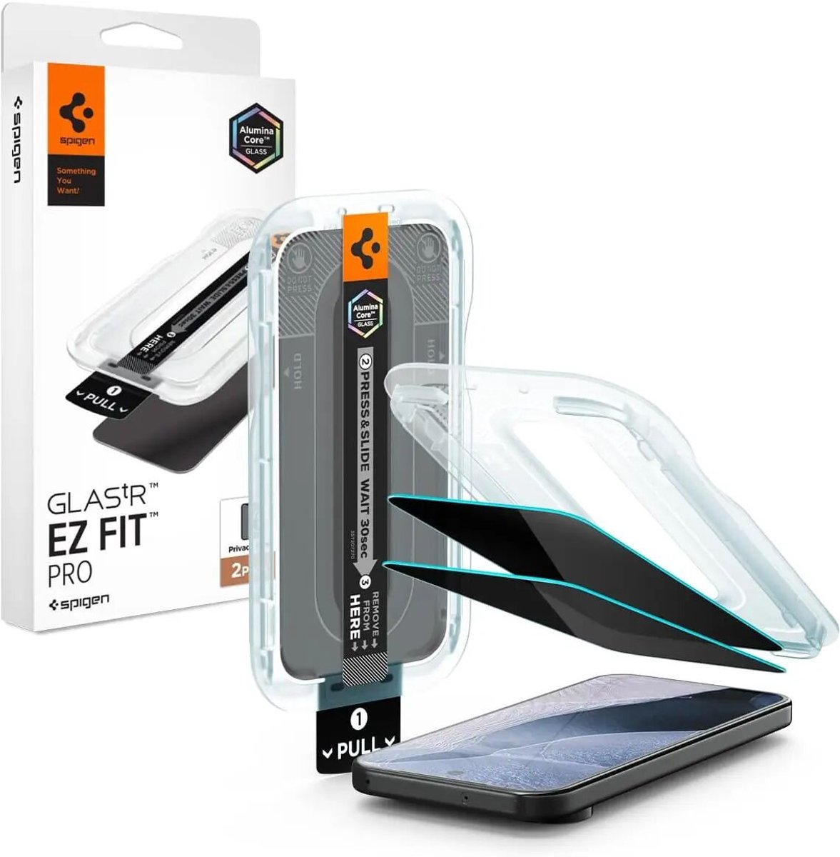 Spigen Privacy Glass Geschikt voor Google Pixel 11 Pro - EZ Fit GLAS.tR - 9H Tempered Glass Screen Protector - Case Friendly - Gemakkelijke Installatie - 2-Pack