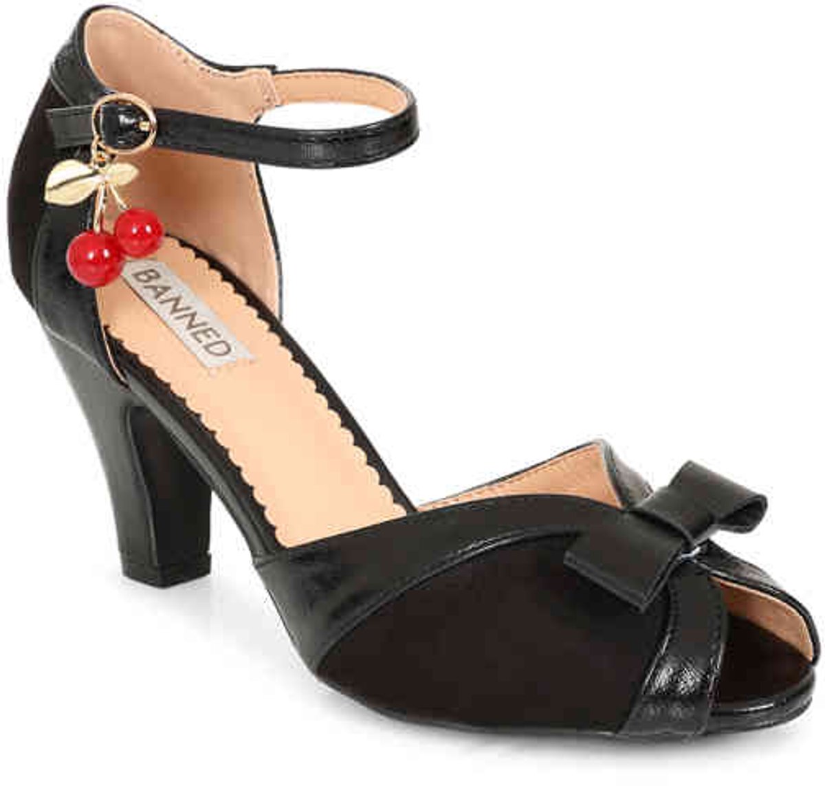 Banned - Kelly Lee With Cherry Charm Pumps - 40 Shoes - Zwart