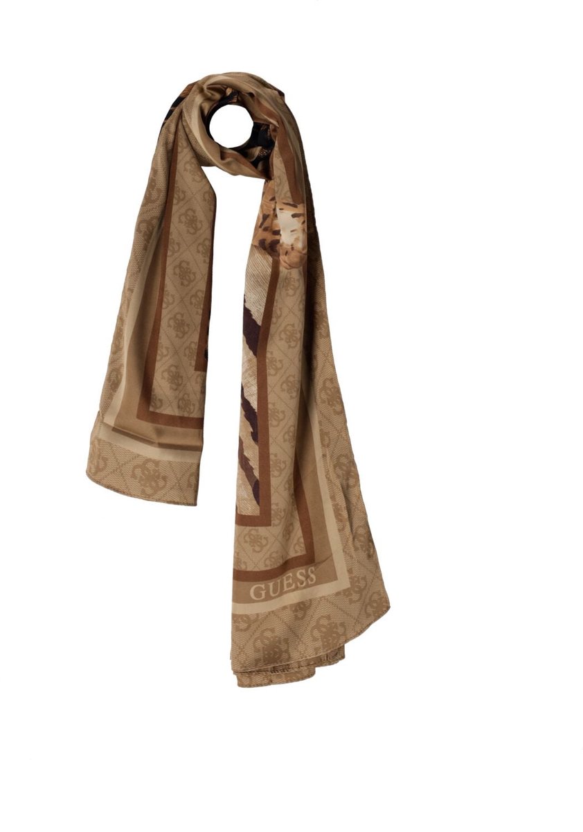 Guess 120 X 120 Printed Kefiah Sjaals Dames - Beige - Maat ONESIZE