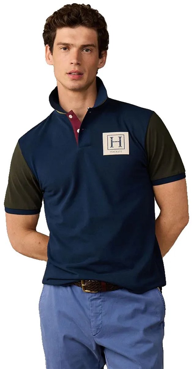 Hackett Hm5600225 Korte Mouw Poloshirt Blauw L Man