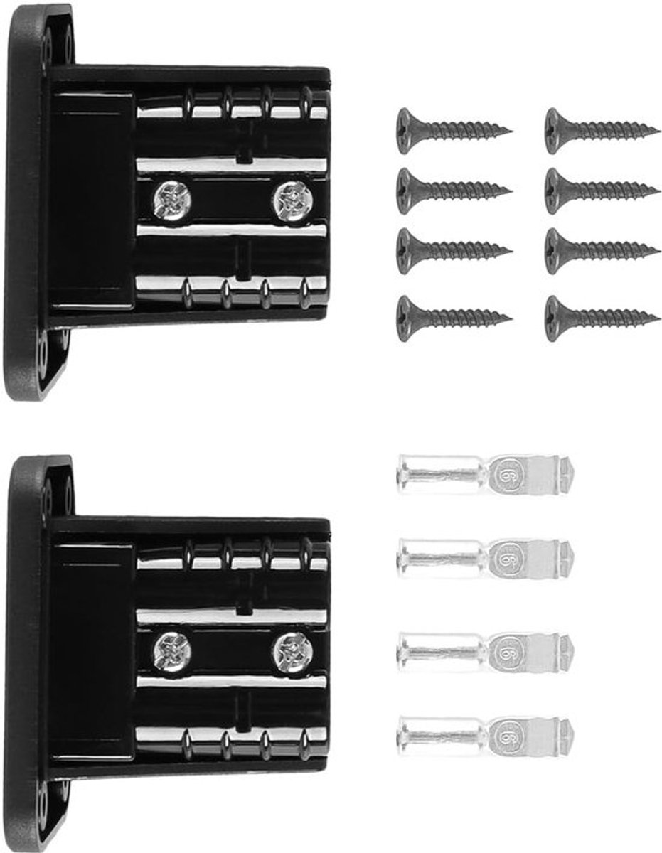 Set van 2x 50A Batterijstekkers met Montageplaat - Compatibel met Anderson Connector - Inclusief voor Auto - RV - Caravan - Motorfiets - Boot - Zonne-energiesystemen