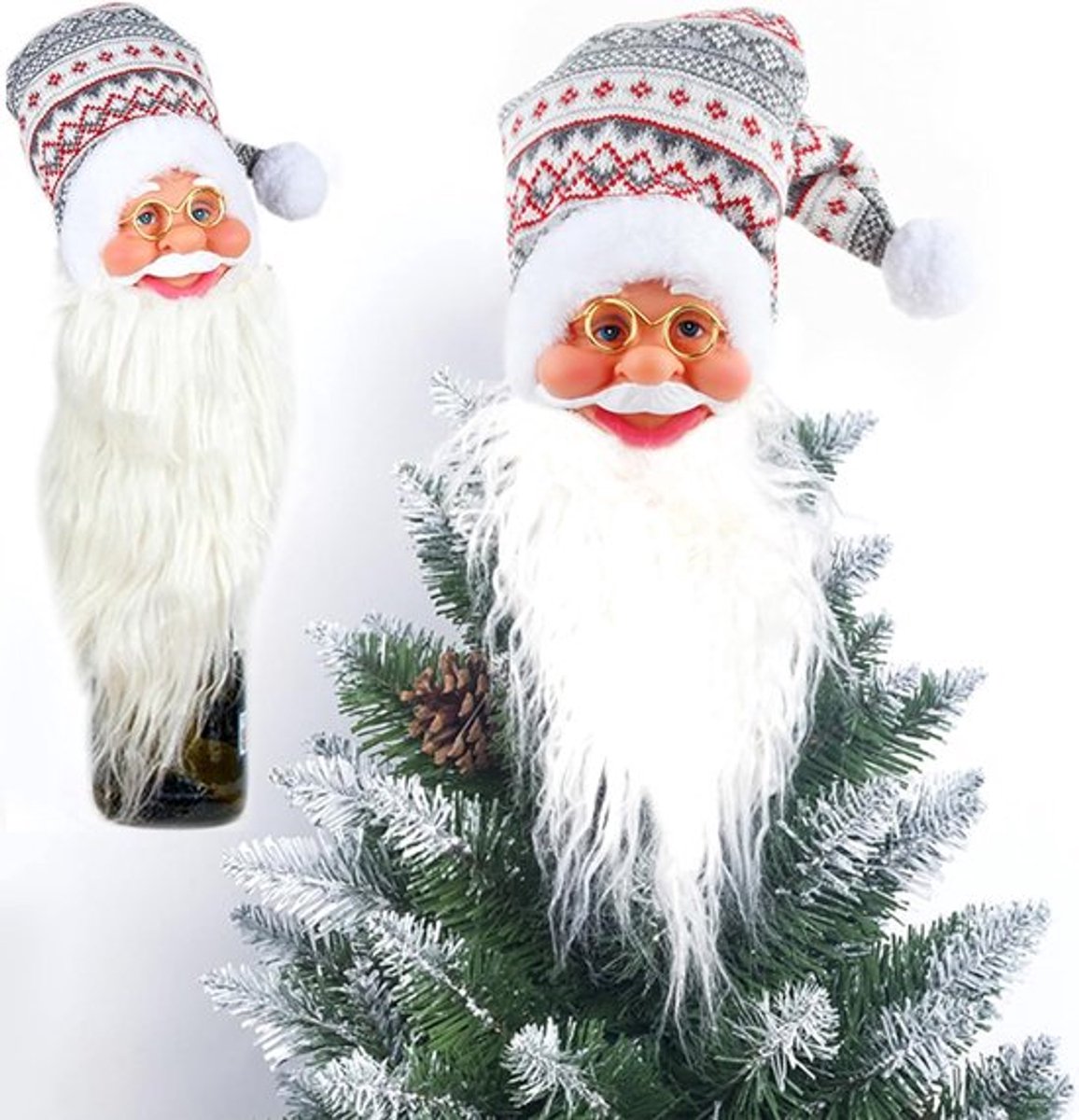 Kerstboomtop Kerstman - Sneeuwman Elg Hert - Kerstboomhanger - Wijnflesdecoratie - Kerstboomtopster